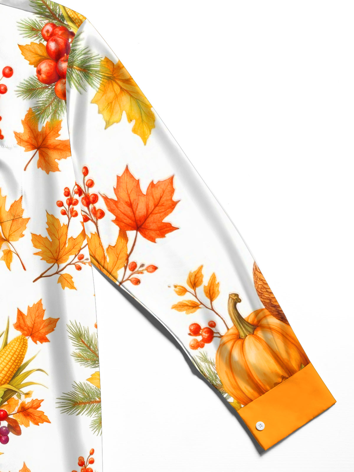 Oceanlyte Men's Thanksgiving Turkey And Harvest Produce Print Long Sleeve Shirt with Chest Pocket
