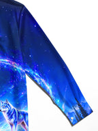 Oceanlyte Men's Graphic Eagle And Wolf In Cosmic Galaxy Print Long Sleeve Shirt with Chest Pocket