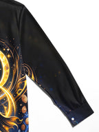 Oceanlyte Men's Cloaked Warrior With Moon And Star Print Long Sleeve Shirt with Chest Pocket