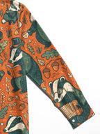 Oceanlyte Men's Long Sleeve Shirt - Vintage Gentleman Badgers With Forest Elements Print with Chest Pocket