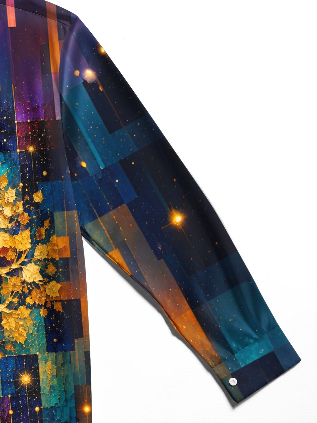 Oceanlyte Men's Long Sleeve Shirt - Golden Tree Of Life With Geometric Background Print with Chest Pocket