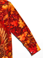 Oceanlyte Men's Autumn Carriage With Pumpkins And Leaves Print Long Sleeve Shirt with Chest Pocket
