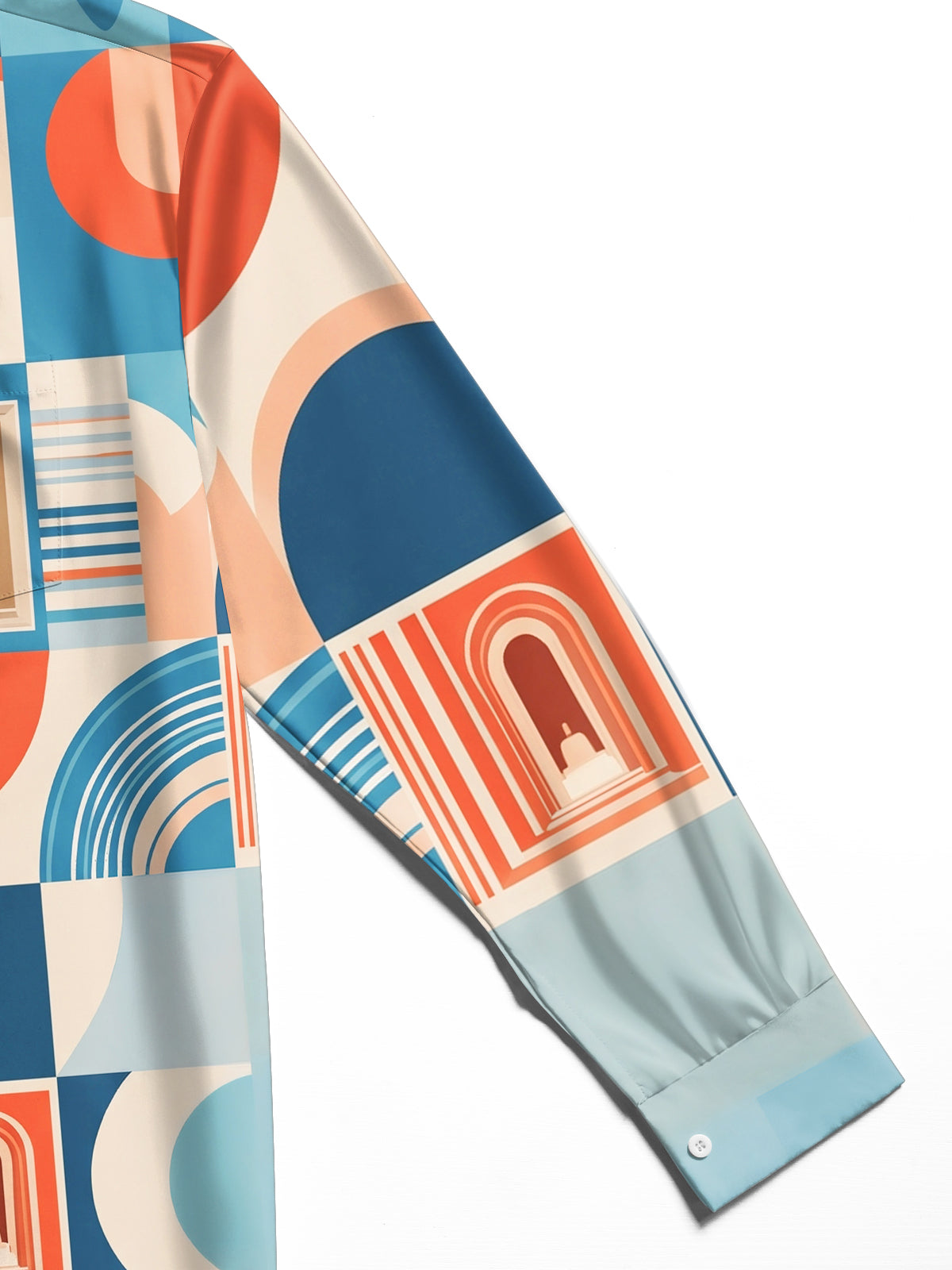 Oceanlyte Men's Patterned Geometric Shapes And Archways Print Long Sleeve Shirt with Chest Pocket