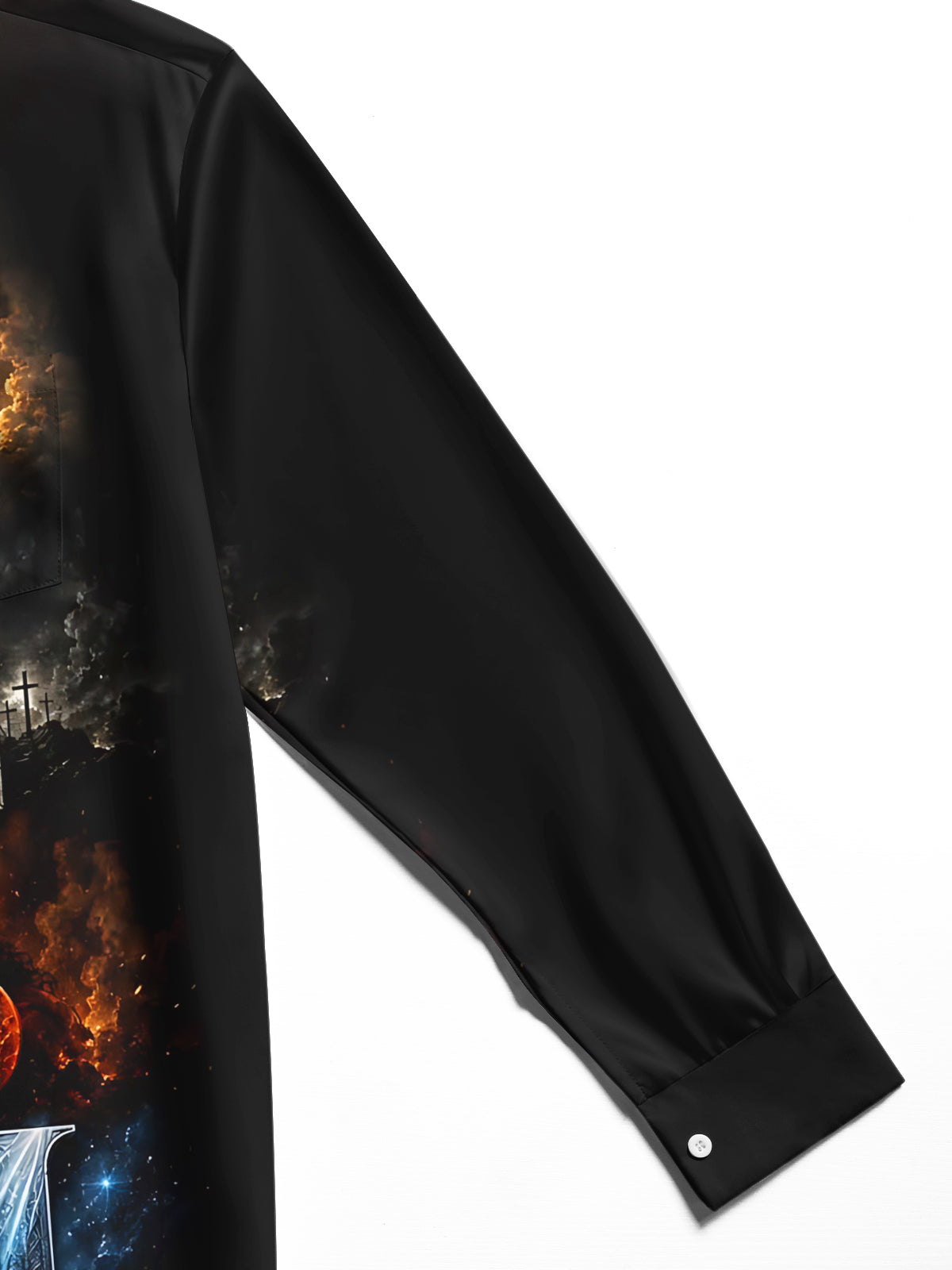Oceanlyte Men's Graphic Christian Print Religion Print Long Sleeve Shirt with Chest Pocket