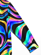 Oceanlyte Men's Printed Neon Abstract Wavy Lines Print Long Sleeve Shirt with Chest Pocket