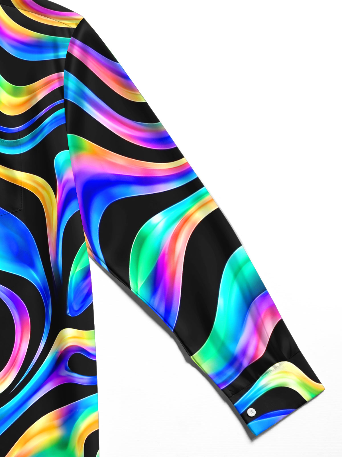 Oceanlyte Men's Printed Neon Abstract Wavy Lines Print Long Sleeve Shirt with Chest Pocket