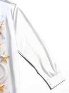 Oceanlyte Men's Sea Shells Starfish And Seahorse Print Long Sleeve Shirt with Chest Pocket