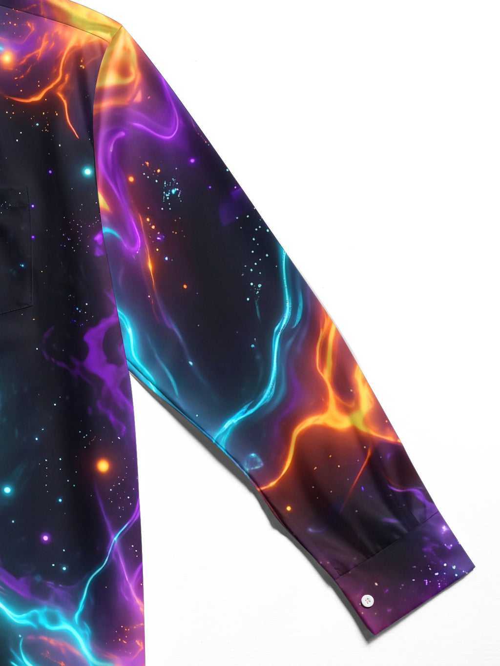Oceanlyte Men's Long Sleeve Shirt - Abstract Cosmic Nebula And Swirling Colors Print with Chest Pocket