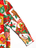 Oceanlyte Men's Graphic Christmas Patchwork Motifs Print Long Sleeve Shirt with Chest Pocket