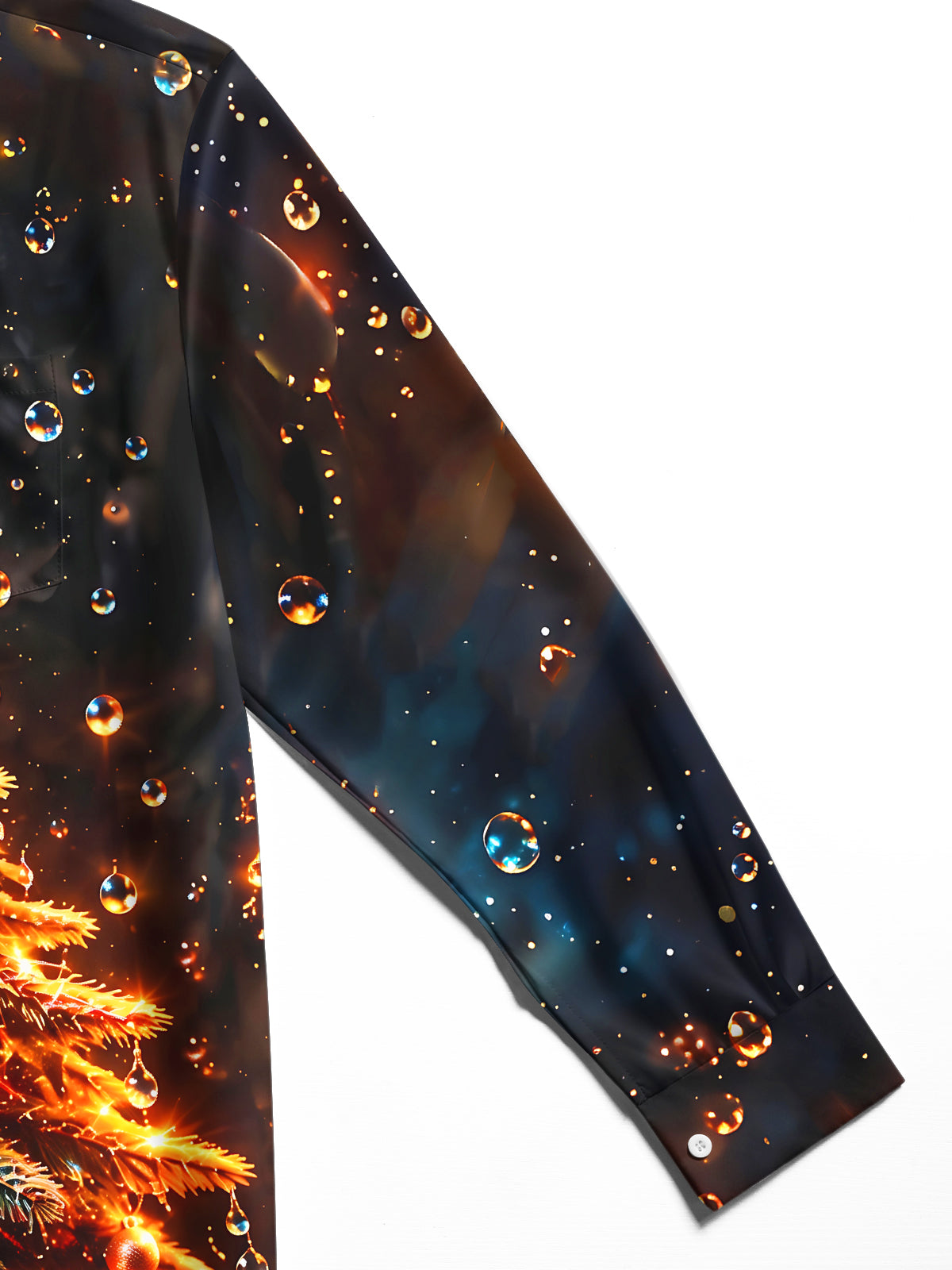 Oceanlyte Men's Christmas Tree With Ornaments And Star Print Long Sleeve Shirt with Chest Pocket