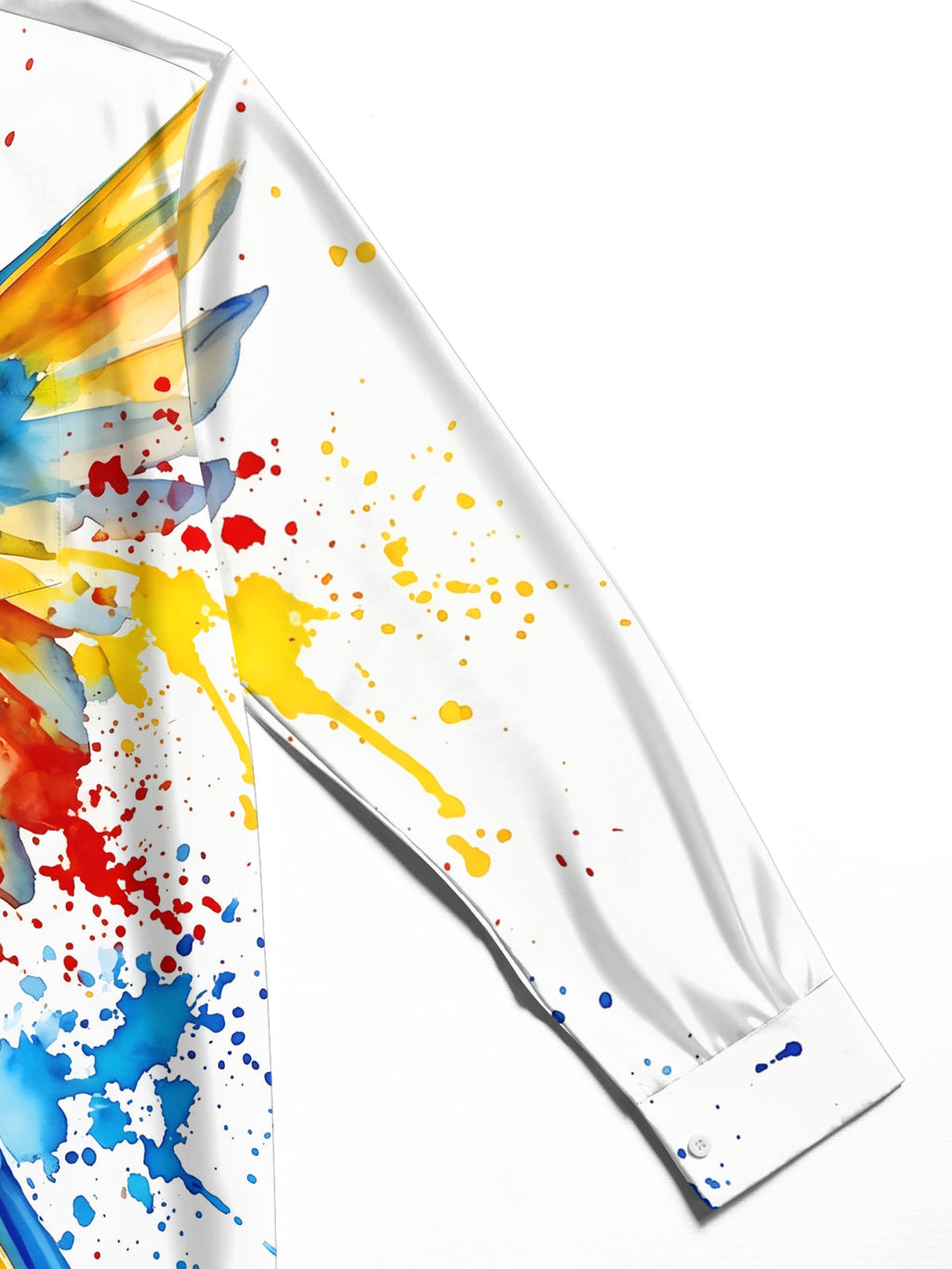 Oceanlyte Men's Short Sleeve Shirt - Watercolor Macaw Parrot With Splatter Paint Print with Chest Pocket