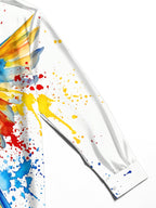 Oceanlyte Men's Short Sleeve Shirt - Watercolor Macaw Parrot With Splatter Paint Print with Chest Pocket