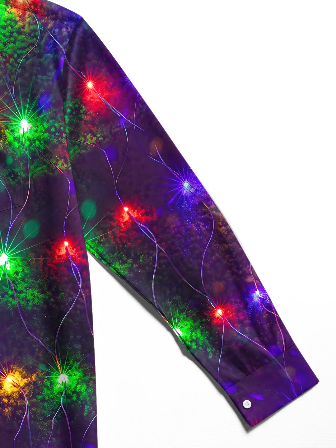 Oceanlyte Men's Colorful Starburst Lights Print Long Sleeve Shirt with Chest Pocket