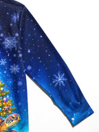 Oceanlyte Men's Graphic Sea Turtle And Christmas Tree Print Long Sleeve Shirt with Chest Pocket