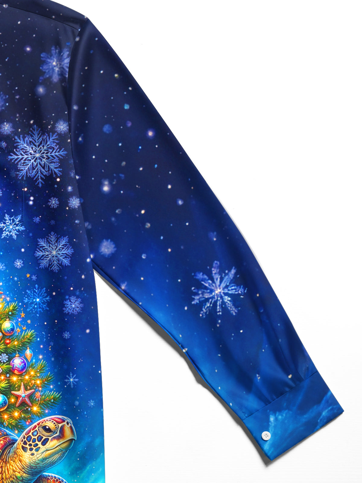 Oceanlyte Men's Graphic Sea Turtle And Christmas Tree Print Long Sleeve Shirt with Chest Pocket