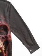 Oceanlyte Men's Graphic 3D Orangutan Skull And Face Print Long Sleeve Shirt with Chest Pocket