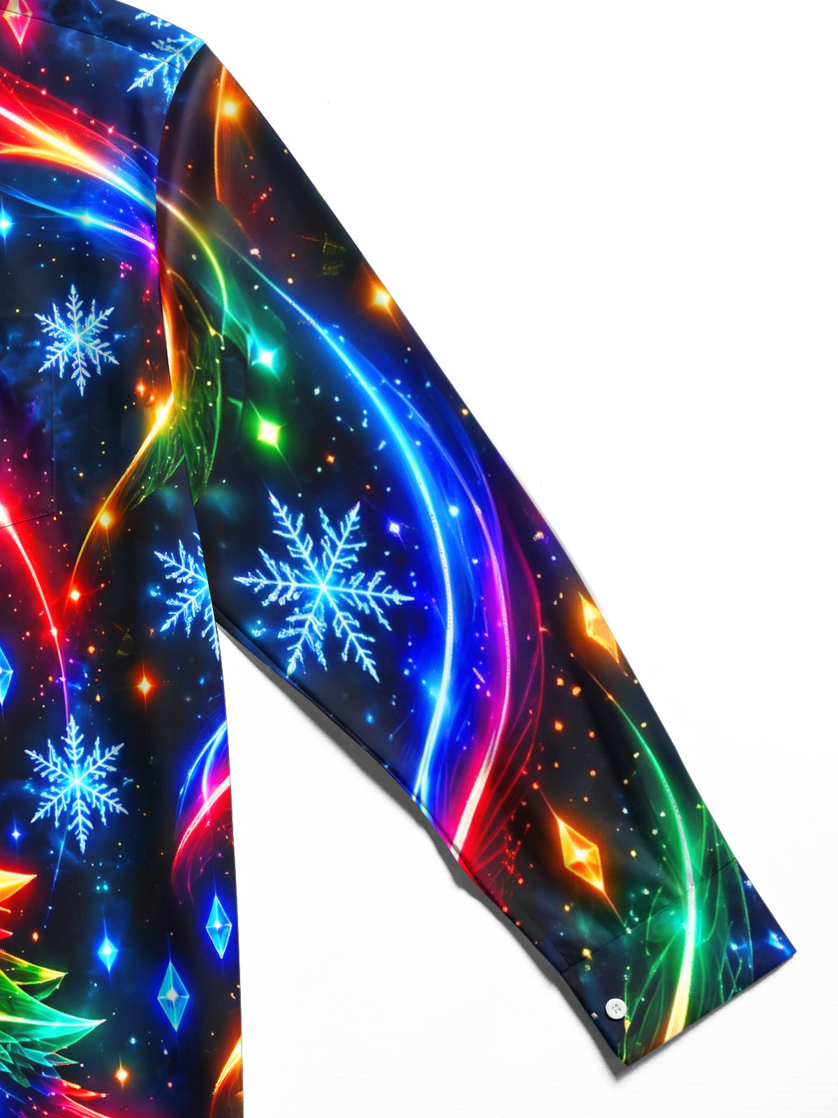 Oceanlyte Men's Long Sleeve Shirt - Neon Christmas Tree With Ornaments And Star Print