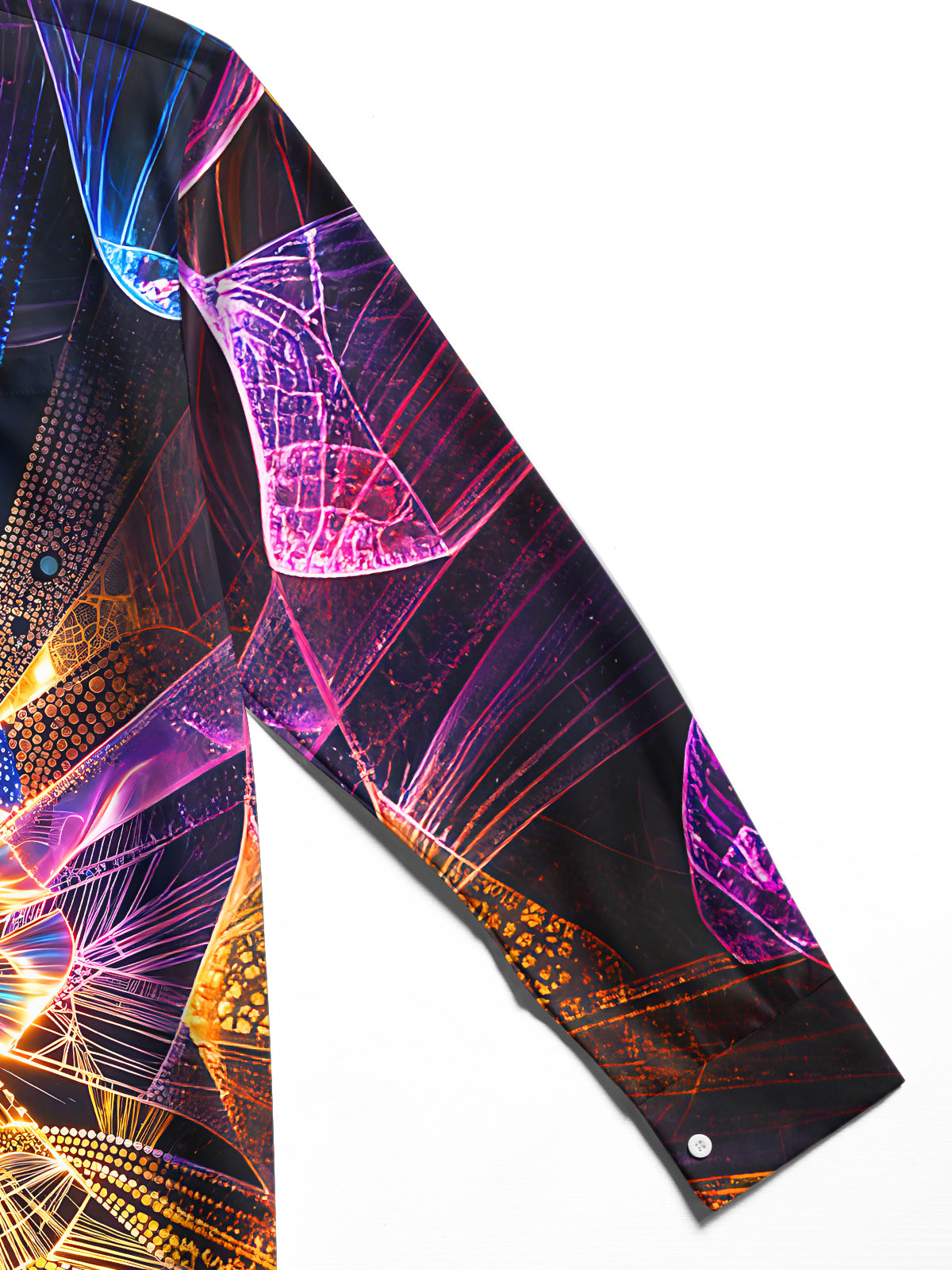 Oceanlyte Neon Glow Fractal Art Men's Pocket Long Sleeve Shirts