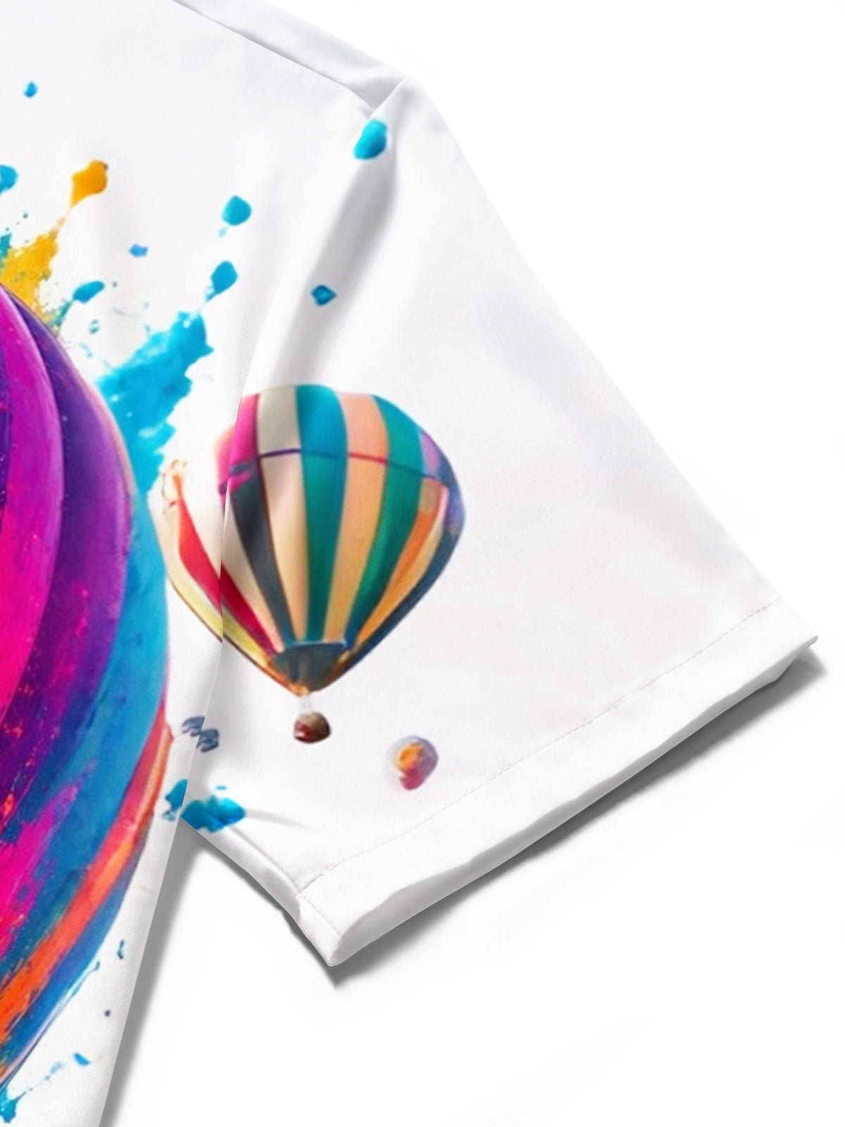 Oceanlyte Men's Hawaiian Colorful Hot Air Balloon Print Short Sleeve Shirt with Chest Pocket