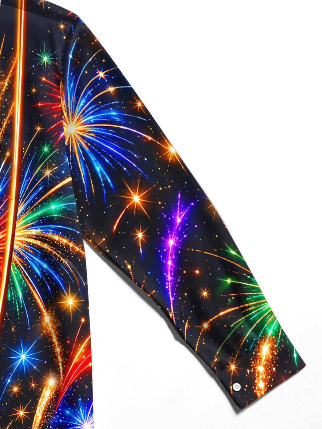Oceanlyte Men's Printed Colorful Fireworks Print Long Sleeve Shirt with Chest Pocket