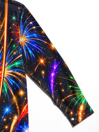 Oceanlyte Men's Printed Colorful Fireworks Print Long Sleeve Shirt with Chest Pocket