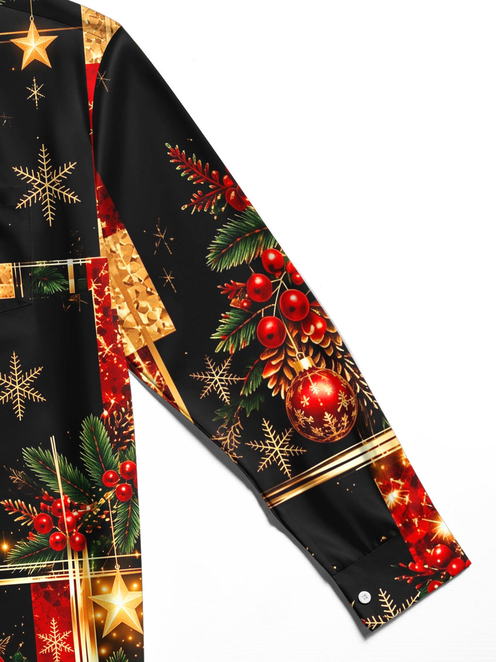 Oceanlyte Men's Printed Christmas Ornaments Print Long Sleeve Shirt with Chest Pocket