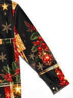 Oceanlyte Men's Printed Christmas Ornaments Print Long Sleeve Shirt with Chest Pocket