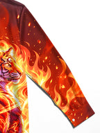 Oceanlyte Men's Graphic Ice Wolf Print Fire Tiger Print Long Sleeve Shirt with Chest Pocket