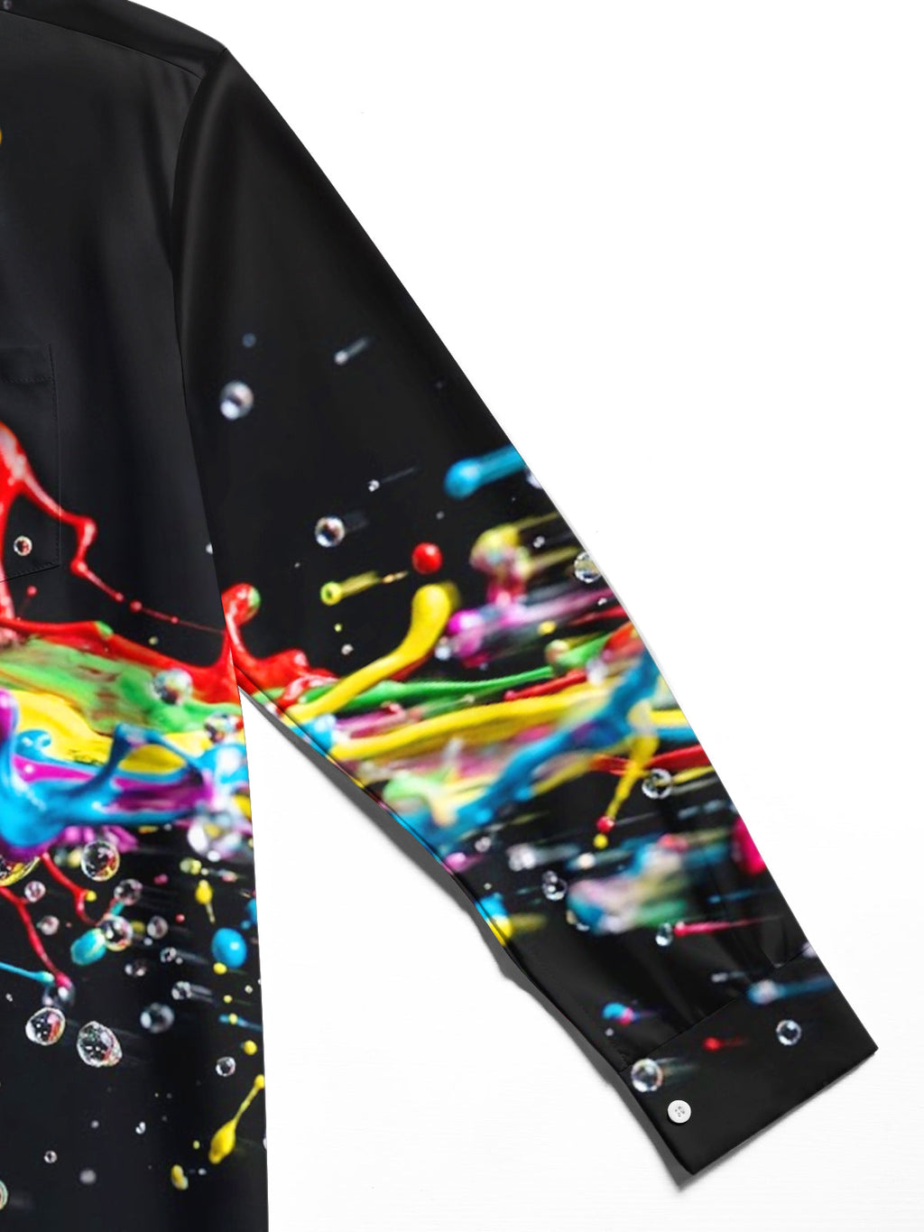 Oceanlyte Men's Colorful Paint Splashes And Drips Print Long Sleeve Shirt with Chest Pocket