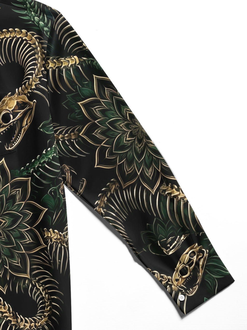 Oceanlyte Men's Snake Skeleton And Floral Mandala Print Long Sleeve Shirt with Chest Pocket