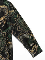 Oceanlyte Men's Snake Skeleton And Floral Mandala Print Long Sleeve Shirt with Chest Pocket
