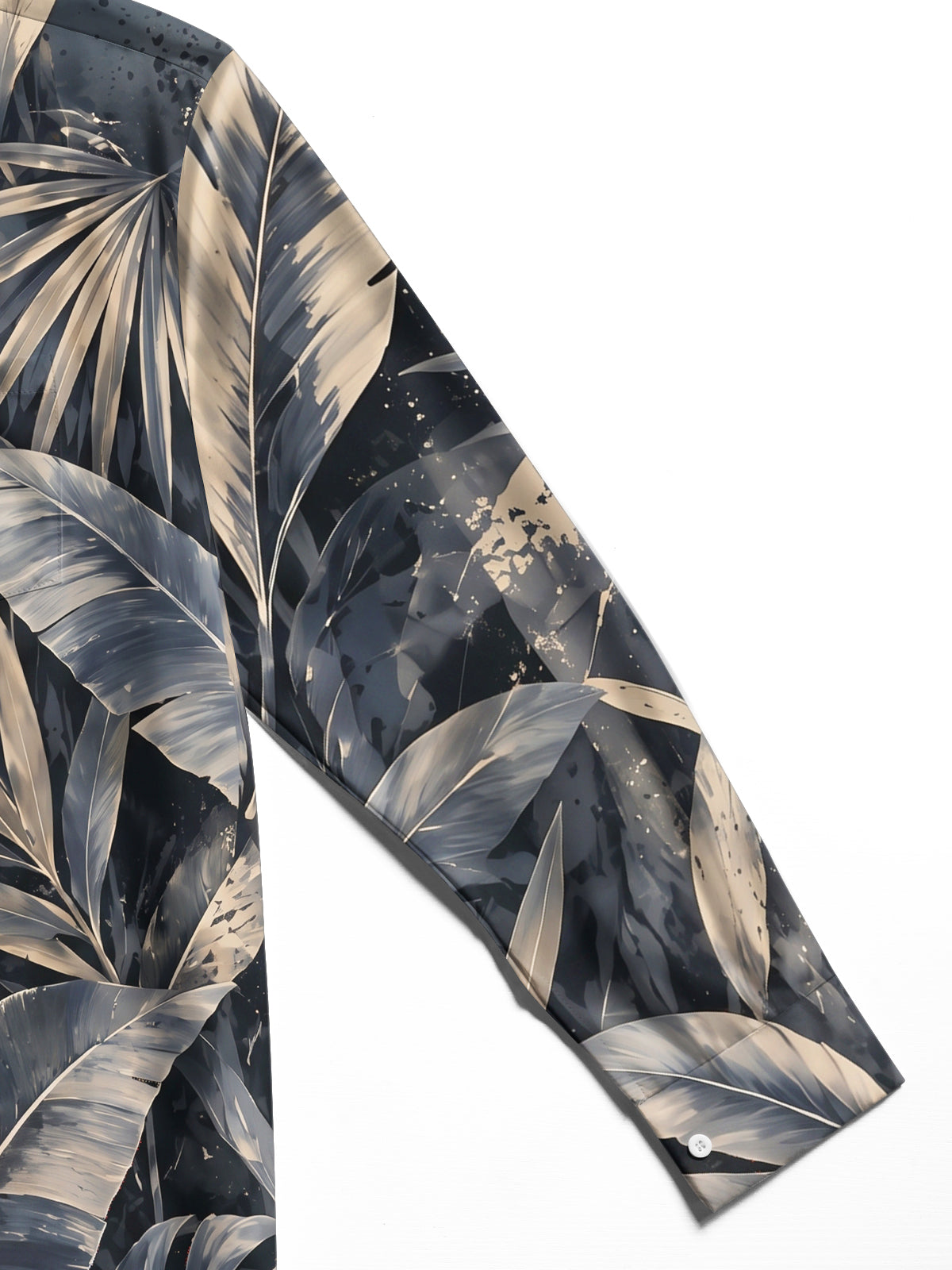 Oceanlyte Men's Hawaiian Tropical Leaves And Monstera Print Long Sleeve Shirt with Chest Pocket