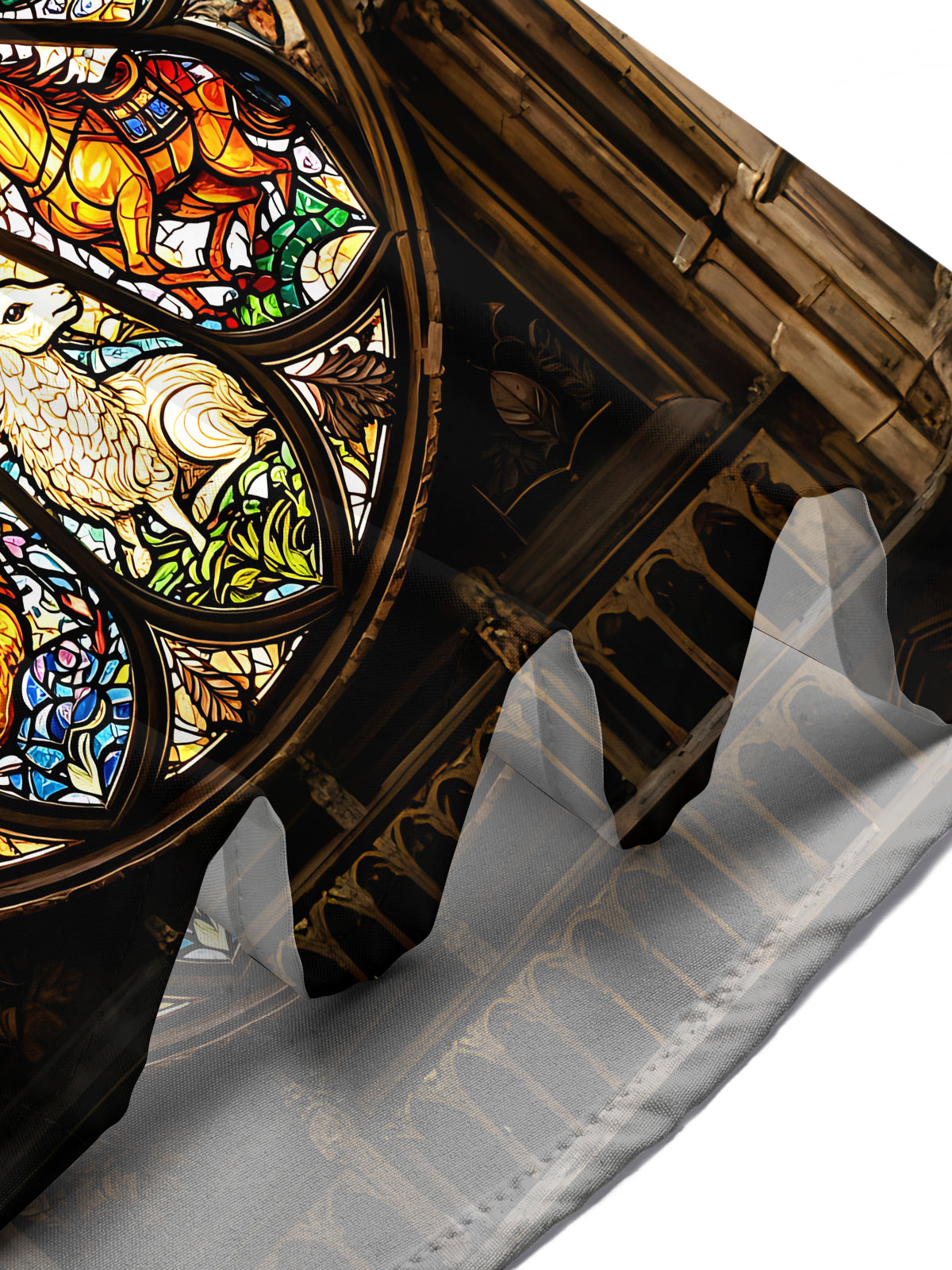 Oceanlyte Men's Church Stained Glass Zodiac Totem Printed Pattern Print Short Sleeve Shirt with Chest Pocket