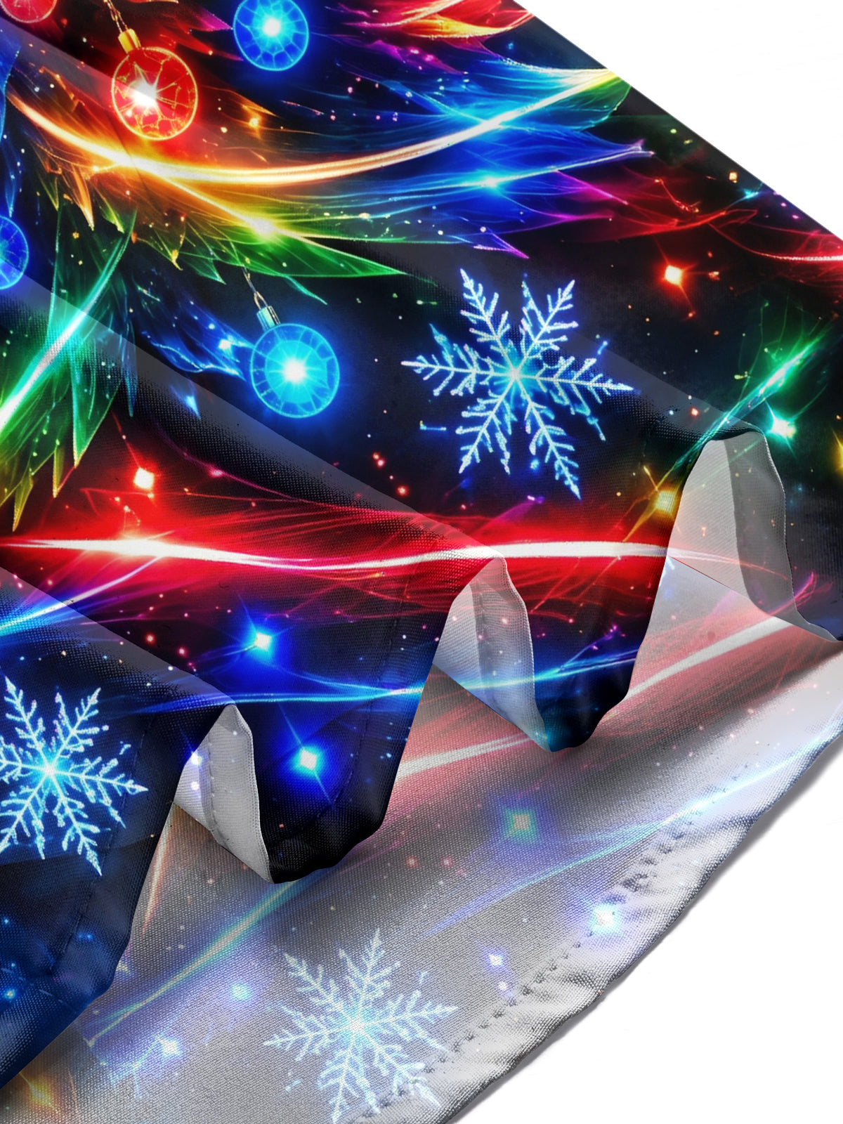 Oceanlyte Men's Long Sleeve Shirt - Neon Christmas Tree With Ornaments And Star Print