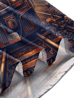 Oceanlyte Men's Graphic Steampunk Train And Gears Print Long Sleeve Shirt with Chest Pocket