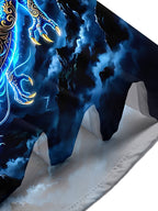 Oceanlyte Men's Graphic Blue Dragon Print Short Sleeve Shirt with Chest Pocket