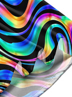 Oceanlyte Men's Printed Neon Abstract Wavy Lines Print Long Sleeve Shirt with Chest Pocket