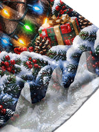 Oceanlyte Men's Raccoon With Christmas Lights And Hat Print Long Sleeve Shirt with Chest Pocket