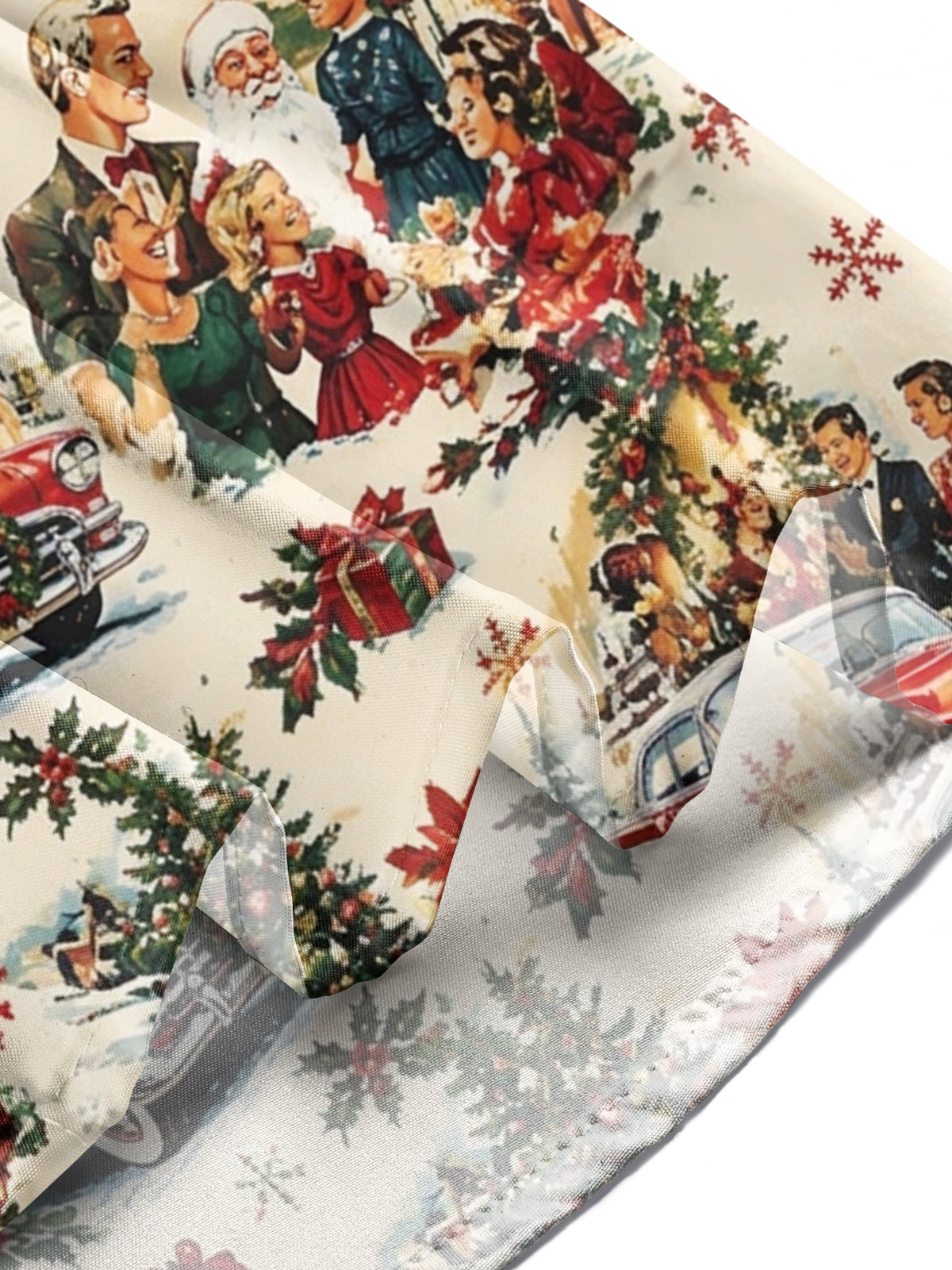 Oceanlyte Men's Long Sleeve Shirt - Vintage Christmas Scenes With Santa Claus And Families Print with Chest Pocket