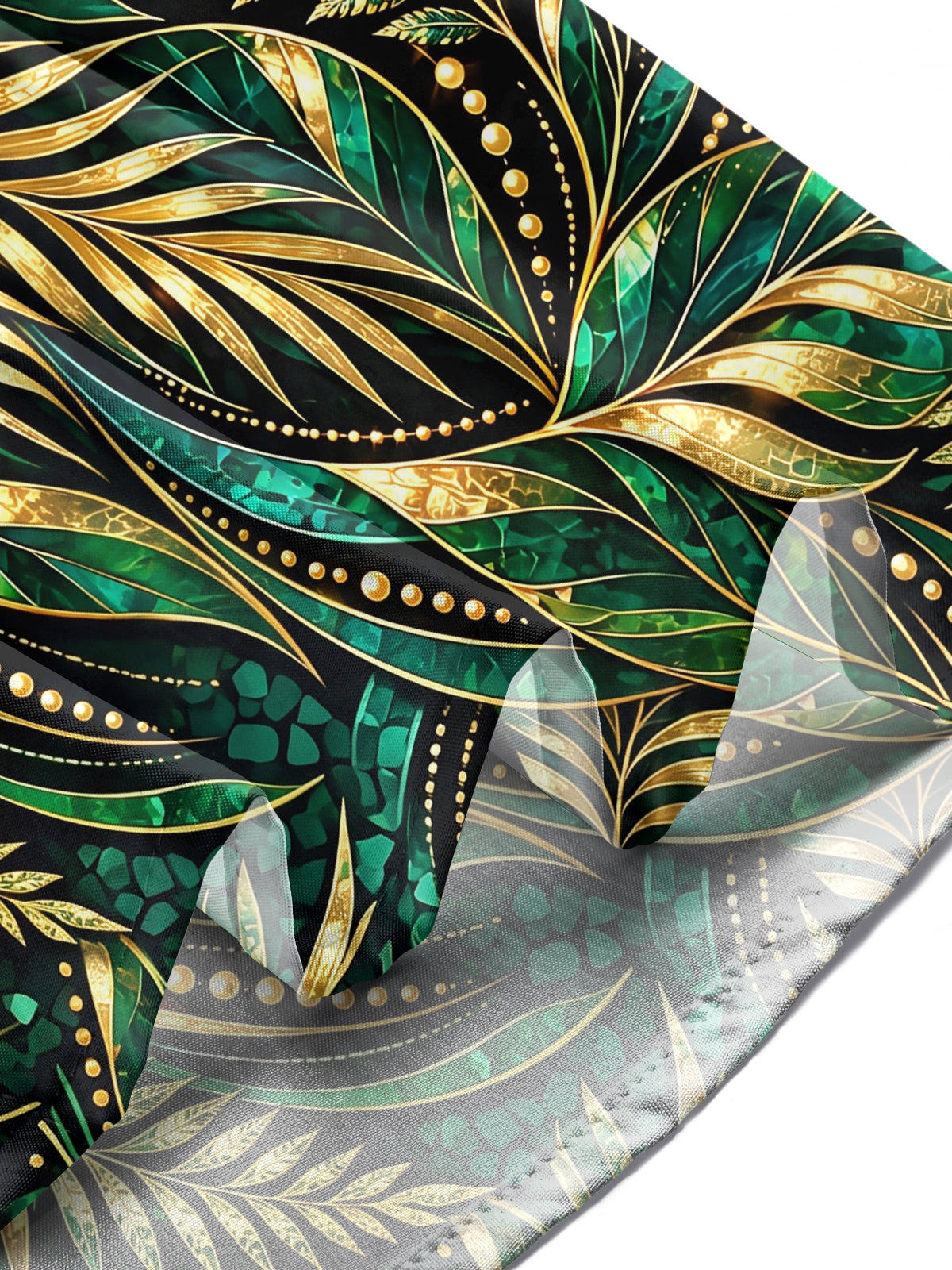 Oceanlyte Men's Gold And Green Palm Leaves And Ferns Print Long Sleeve Shirt with Chest Pocket