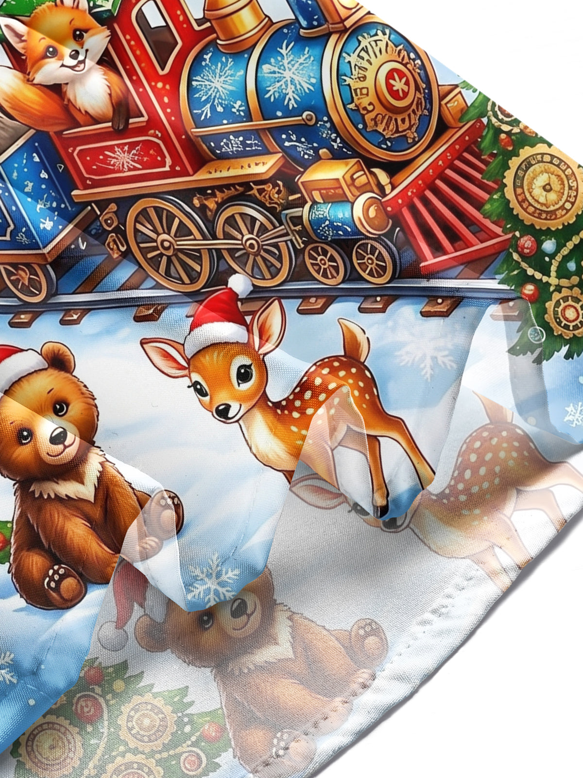 Oceanlyte Men's Christmas Animals On Train With Gifts Print Long Sleeve Shirt with Chest Pocket