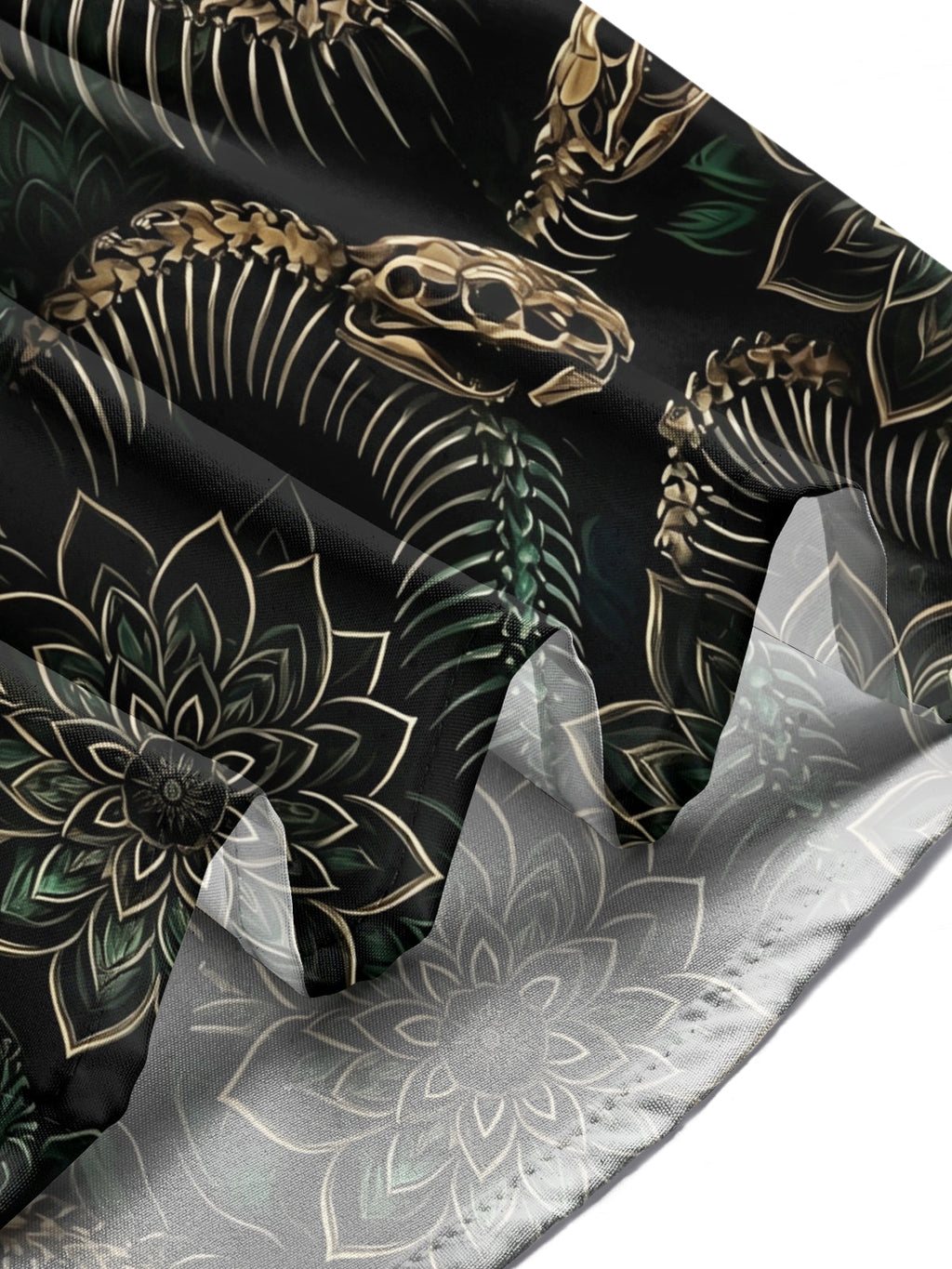 Oceanlyte Men's Snake Skeleton And Floral Mandala Print Long Sleeve Shirt with Chest Pocket