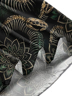 Oceanlyte Men's Snake Skeleton And Floral Mandala Print Long Sleeve Shirt with Chest Pocket