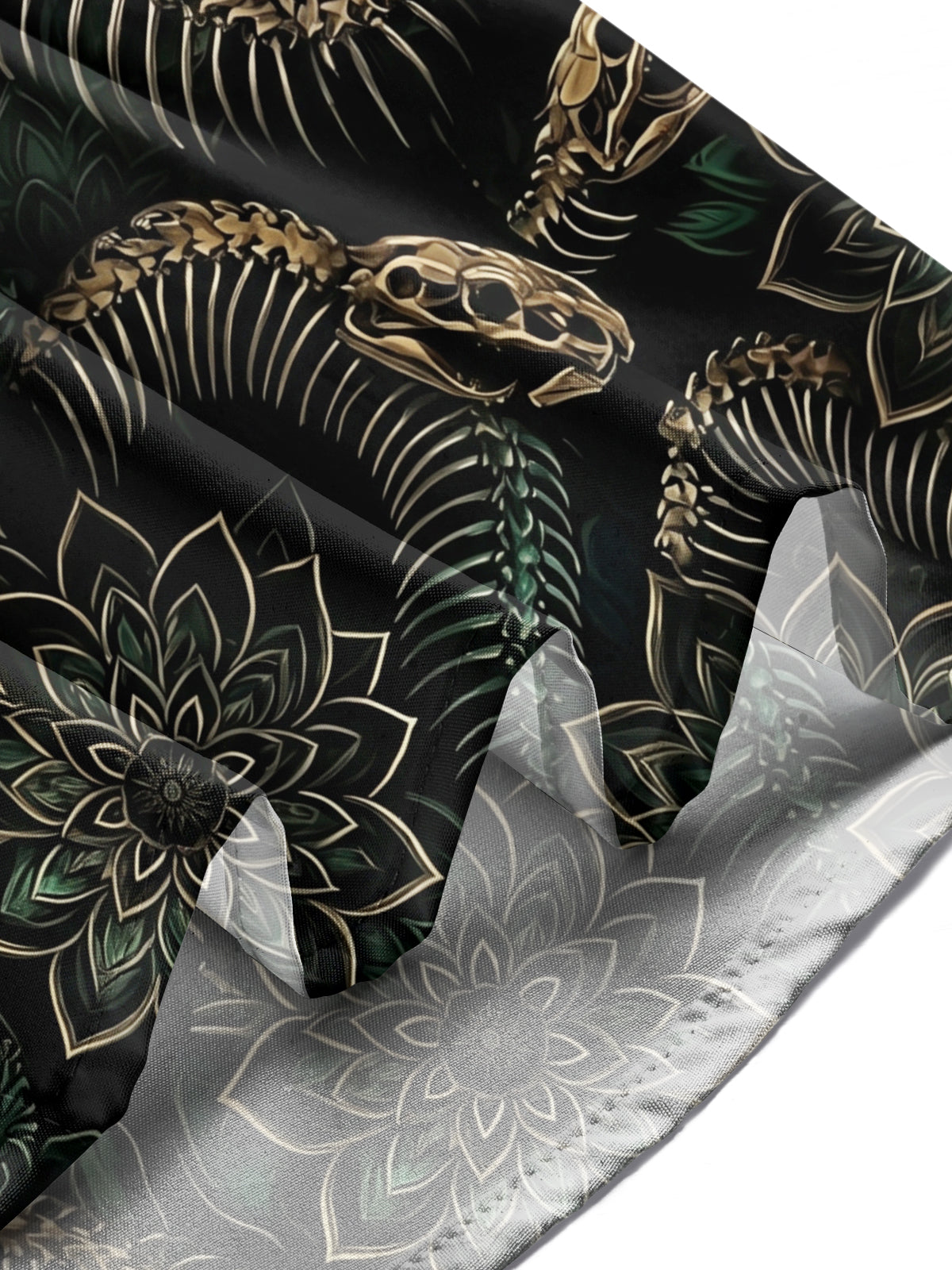 Oceanlyte Men's Snake Skeleton And Floral Mandala Print Long Sleeve Shirt with Chest Pocket