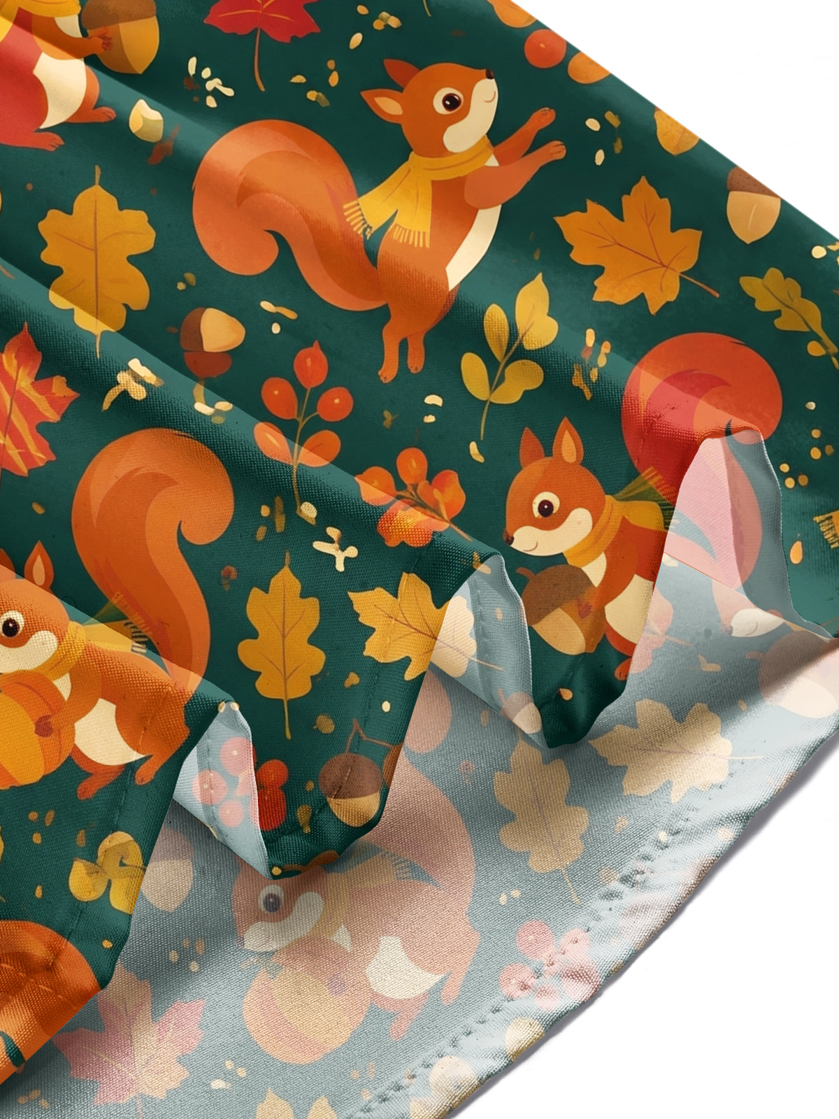 Oceanlyte Men's Autumn Squirrel And Maple Leaf Pattern Long Sleeve Shirt with Chest Pocket