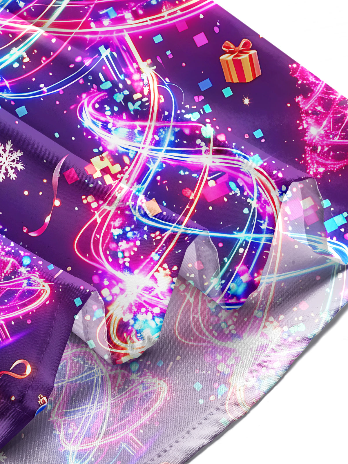 Oceanlyte Men's Graphic Neon Light Christmas Trees Print Long Sleeve Shirt with Chest Pocket