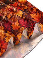 Oceanlyte Men's Autumn Carriage With Pumpkins And Leaves Print Long Sleeve Shirt with Chest Pocket