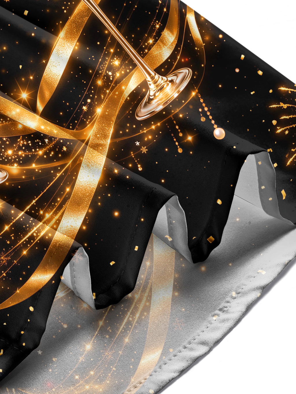 Oceanlyte Men's New Year Champagne Glasses And Clock Print Long Sleeve Shirt with Chest Pocket