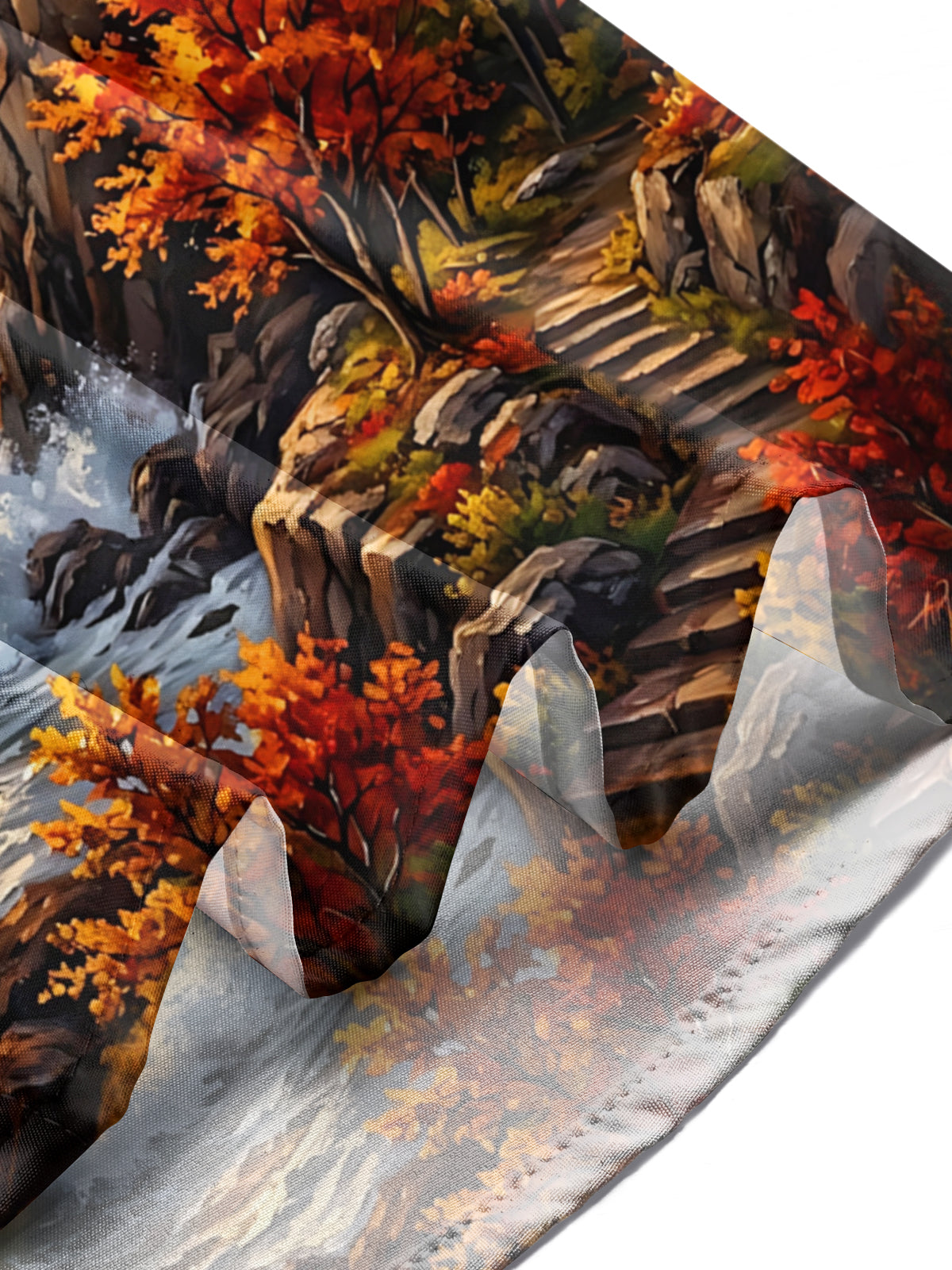 Oceanlyte Men's Autumn Lighthouse Cliff Landscape Print Long Sleeve Shirt with Chest Pocket