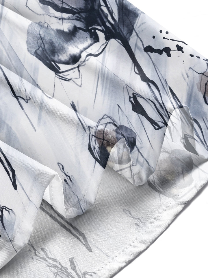 Art Ink Wash Freehand Floral Men's Pocket Long Sleeve Shirts